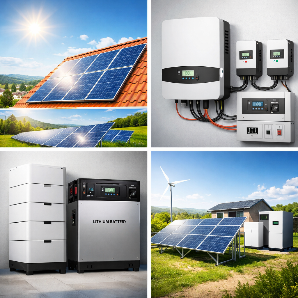 Panneaux solaires, onduleurs, batteries et systèmes photovoltaïques pour particuliers et professionnels